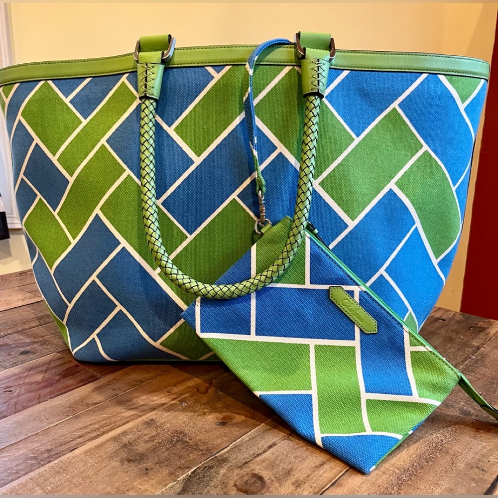 Vintage Cole Haan Green and Blue Tote**Rare Find!** NWOT